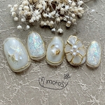 MOROSY205☆ミラーネイル ブライダルネイル ウェディング 白 フラワーアクセサリー ホロ パール 結婚式 花嫁