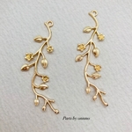 【再販】4pcs・アンティーク風フラワー（ロング） a-222
