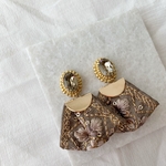 スワロフスキーとインド刺繍リボンのピアス＊イヤリング