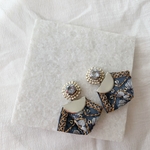 スワロフスキーとインド刺繍リボンのピアス＊イヤリング　ミニサイズ