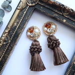 秋色タッセル×ビジューピアス/イヤリング