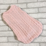 犬服服☆服☆ハンドメイド★ベビーピンク　冬服★☆タンクトップ☆ケーブルあみ