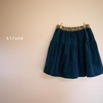 【再販】☆受注製作★kids★フレンチコーデュロイ×リバティ ティアードスカート ミッドナイトブルー １２０　
