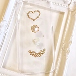  iPhoneケース    アイフォンケース  スマホケース  アンティーク   デコ ハート パール  ハンドメイド 姫系   