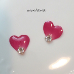 再販 ハートのバラ 花びらピアス/イヤリング
