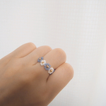 ビーズリング　《　pearl blue1　》　花　ブルー　ホワイト　韓国