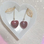 送料無料大人レッドなハートのさくらんぼピアス/イヤリング