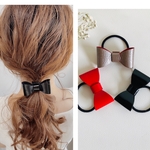 エナメルリボンのヘアゴム　black