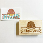ワンコの消しゴムはんこ★マステ風　ダックス　Thank you