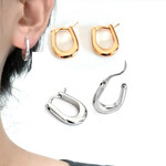 ★新品★13 上品 楕円 フープピアス シンプル ワンタッチピアス 中折りピアス 軟骨フープピアス  お祝い OL 大人 ピアス 金属アレルギー対応 成人式　