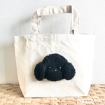 【ポケット付き】プードル　トートバッグ　もこもこトイプーちゃん　〈ブラック〉犬モチーフ　ミニトート　お散歩バッグ