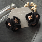 カメリアイヤリング　ブラック