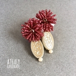 ピアス⚪︎*. Asteria.  autumn red ビーズ刺繍 