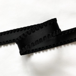 サイドフリルリボンᢂ ブラック　25mm  フリルリボン/サテンリボン/リボン/リボンアクセサリー/リボンバレッタ/リボンクリップ/グログランリボン/黒/ブラック
