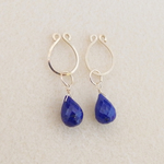 [k14gf]2WAY lapis lazuli: oval ear clips