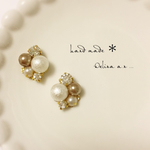 大人可愛いベージュパール ピアス/イヤリング
