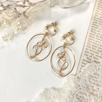 【ミモザと額縁】お花のワイヤーアクセサリー（イヤリング/ピアス）