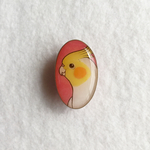 SALE♡オカメの楕円ブローチ（ルチノーオカメインコ）