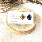 【再販売】七宝焼◇○アシメピアス ～light brown× ink blue ～