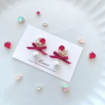 ♡オーマイリボンガール《SWAROVSKI》ロイヤルレッド♡深紅♡ビジュー♡ピアス・イヤリング