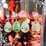 【再販×2】Xmasツリーと雪の結晶ピアス