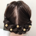 【Uピン】大粒パールのゴールドヘアピン