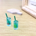 ☆メロンソーダ　さくらんぼ＆カットメロン☆  ミニチュア　ドリンク　飲み物