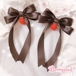 Berrypink♡苺とリボンのヘアクリップ♡2個セット♡ブラック