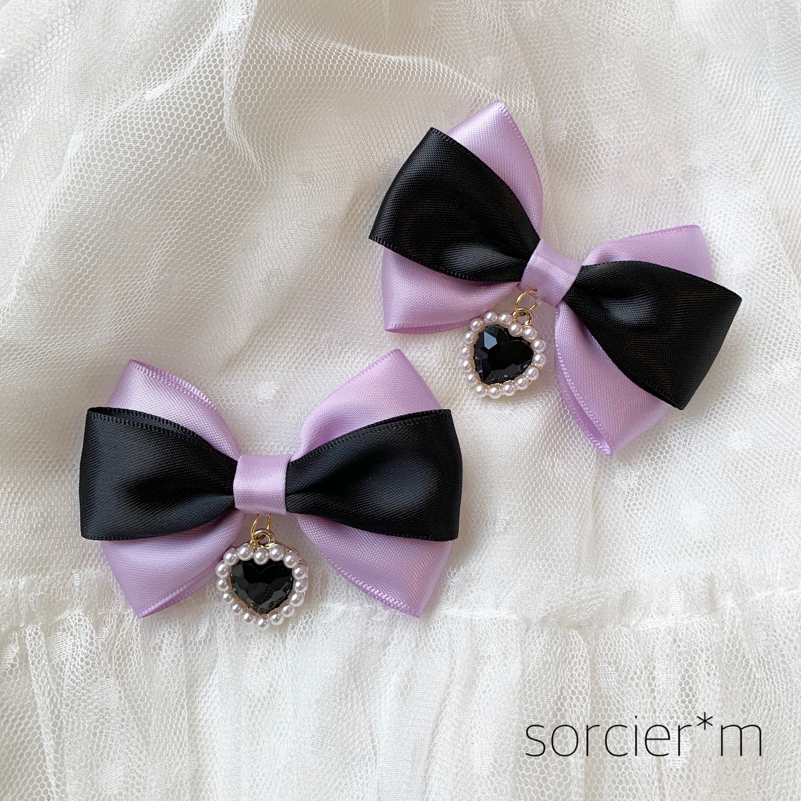 【当日発送】 lumignon ルミニョン リボン ヘアクリップ ピンクブラック lumignon ルミニョン リボン ヘアクリップ ピンク×ブラック lumignon
