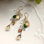 【C様ご予約品】k14gf*プレナイト・シトリン／カイヤナイト・ハーキマー*ピアス2点
