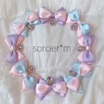 Jewel ♡ ゆめかわいい リボン ヘアクリップ リボンクリップ 量産型 ロリィタ ロリータ むらさき ラベンダー ピンク サックス 水色 みずいろ キラキラ ハート パール ツインテール