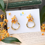 金木犀の花とツイストリング　イヤリング(ピアス)　