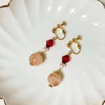 ミルキービーズイヤリング【Red】