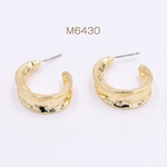 M6430   6個   デザインポストピアス フープピアス 8×23mm ゴールド【6ヶ】