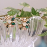 🍀マルチカラービジュー＆パールのステンレスポストピアス🍀