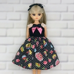 リカちゃん服 ワンピース ドット×ティータイム ブラック