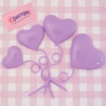 ハートバルーン ケーキトッパー パープル 4本セット ☆ハンドメイド☆パーツ☆素材☆キッズアクセサリー☆かわいい☆ゆめかわいい☆パステル☆デコパーツ☆カボション☆