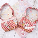 現品限り☆レトロアニマルのかわいい移動ポケットとゴムベルトのセット(赤) 