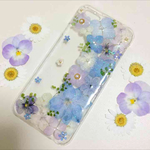 iPhone6・6Sケース☆押し花ケース☆水色・パープル系