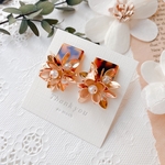 gold flower×べっ甲 mini　ピアス/イヤリング
