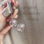 シャボン玉 オーロラ　シルバーピアス　