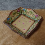クッキートレイ「お花の森にようこそ」縁取りブラウン