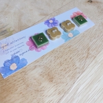 伝統工芸品 抹茶×マスタード小さな美濃焼タイルピアス(イヤリング)セット