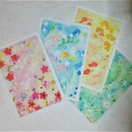 春夏秋冬のポストカード4枚セット　四季のパステルアート絵葉書
