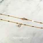 《♡100再販*》長さが選べる変わりチェーン✨キュービックジルコニア＊*セミオーダー＊*ミル打ちアンティーク風ネックレス＊*スクエア/バケット