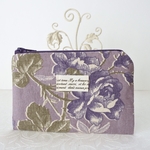 綿麻生地のカードケース⭐︎ 薔薇　紫　藤色　花柄　小物入れ