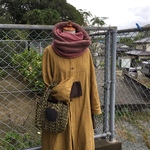 スヌード・ ボアとウールの組み合わせ　ピンク