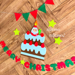 【早割】 フェルト　クリスマス飾り　サンタクロース　クリスマスケーキ　クリスマスツリー　装飾　クリスマス　飾りつけ　バースデーガーランド に活用可能　チョコケーキ