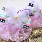 再販⭐️クリスマス🎄💛ゆめかわ♡姉妹でお揃いも♡蝶々💛紫💛和柄♡オーガンジー花柄☆ダブル♡りぼんキッズへアゴム２点セット