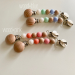 ブランケットクリップ【 wood × pink blue 】2個セット 出産祝い 名入れギフト